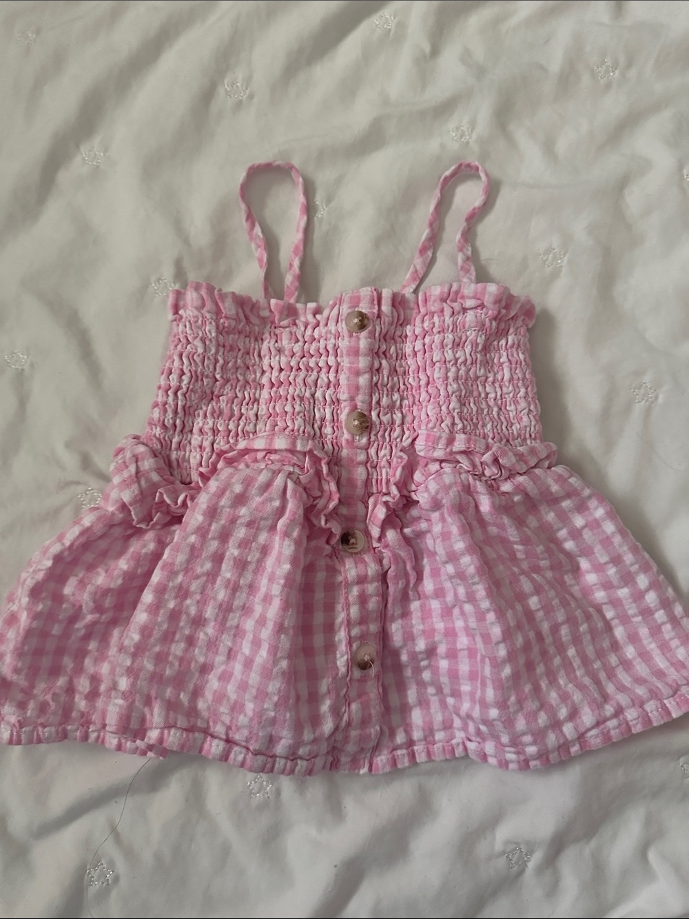 Zara Pink Gingham Smocked Tank Top for Kids